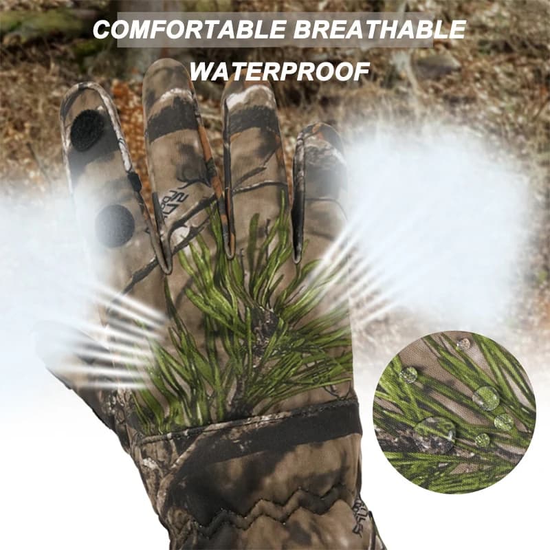 Gants chasse camouflage biomimétique automne-hiver - Anti-dérapage imperméable chaud pour tir et pêche
