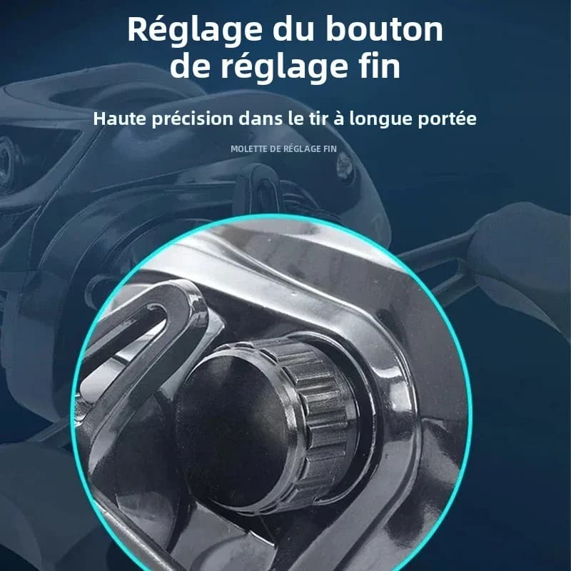 Moulinet baitcasting Huidiao débutant 7.2:1 avec frein magnétique 12 niveaux - 10KG max