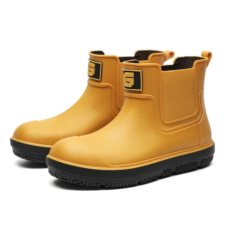 Chaussures pluie homme doublées coton chaudes imperméables antidérapantes pêche extérieur