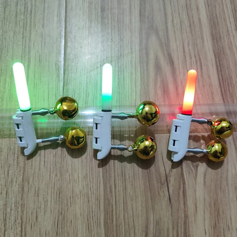 Double clochette avec clip et lampe LED pour canne à pêche - Détection lumineuse sans pile pour pêche de nuit