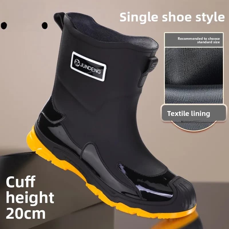 Bottes de pluie homme courtes épaisses imperméables antidérapantes pour lavage auto et pêche