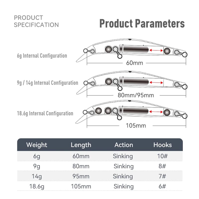 Leurre dur crankbait minnow pour bar et truite de mer, leurre nageur avec action attractive pour