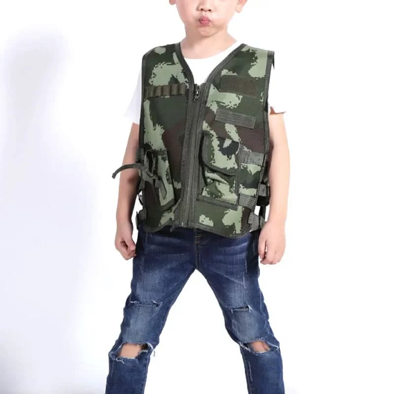 Veste tactique camouflage pour enfants - Tenue de jeu CS et pêche pour garçons et filles