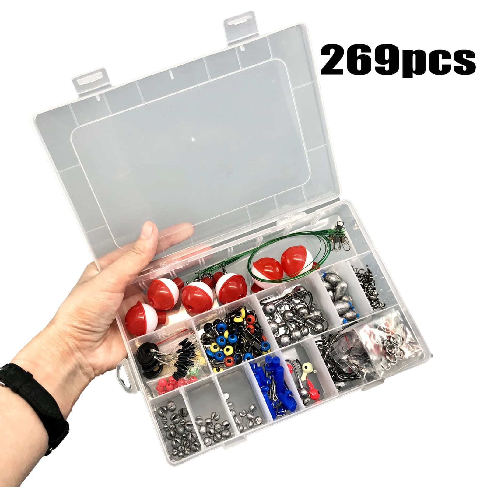 Kit Accessoires Pêche 187/269 Pièces - Boîte Hameçons Plombs Appâts Parfait Débutants