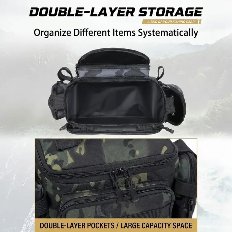 Sac bandoulière pêche étanche grande capacité avec porte-canne - Accessoires sport outdoor portable