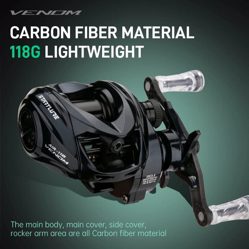 Moulinet casting ultra-léger CEMREO VENOM 118g frein magnétique 4kg pour pêche précise