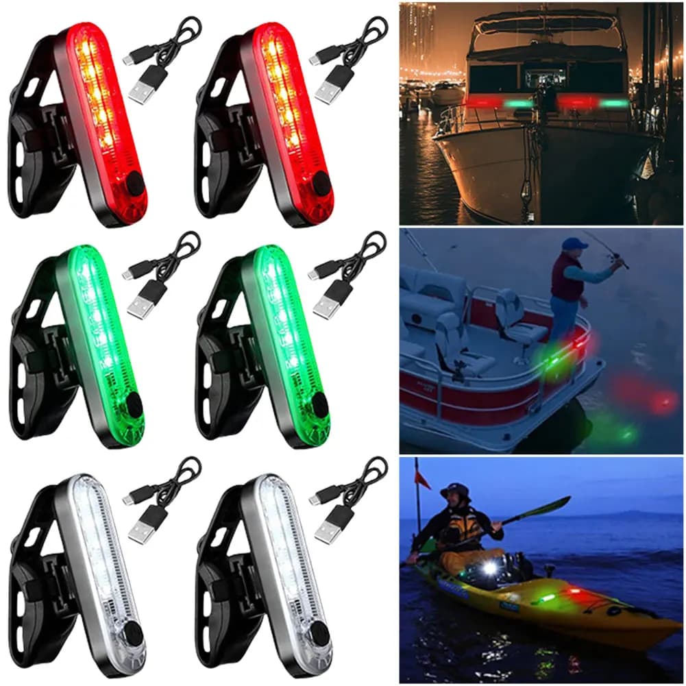Feu de navigation LED rechargeable Type-C pour bateau - Lampe étanche 4 modes pour kayak et yacht
