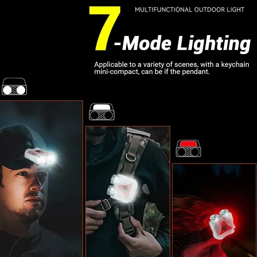 Casquette multifonction avec clip lampe frontale étanche rechargeable et porte-clés pour pêche camping nocturne