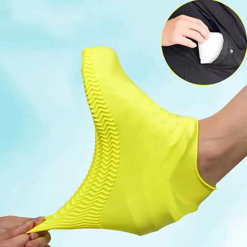 Chaussures de pluie imperméables antidérapantes en silicone élastique pour hommes et femmes - Couvre-chaussures réutilisables