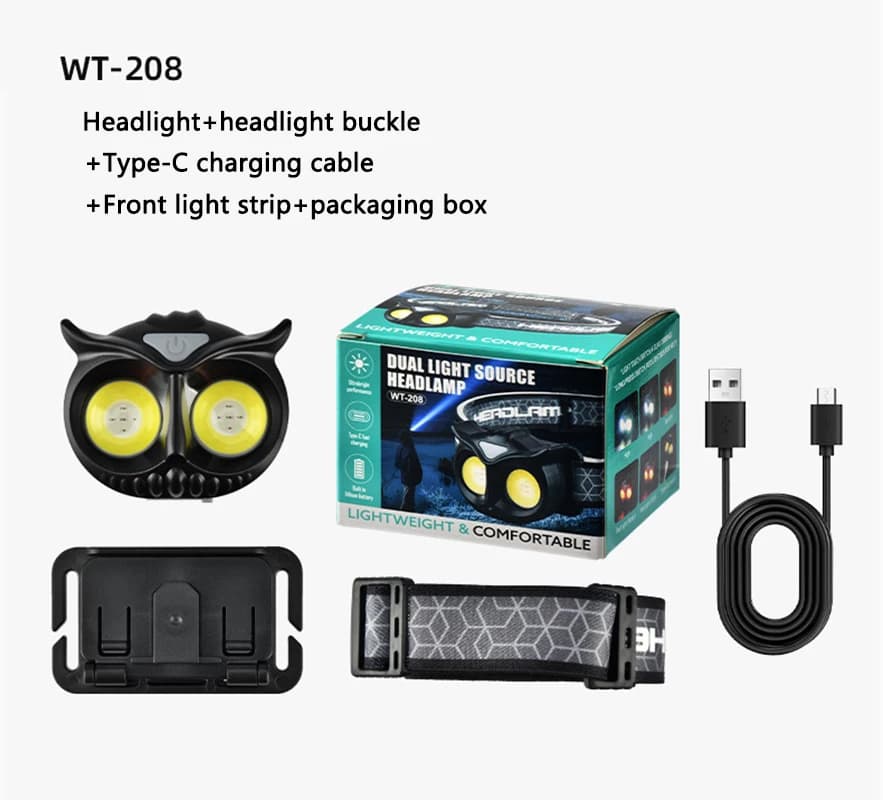 Lampe frontale LiitoKala Petite Chouette LH-208 209 compatible piles AAA pour randonnée et pêche légère