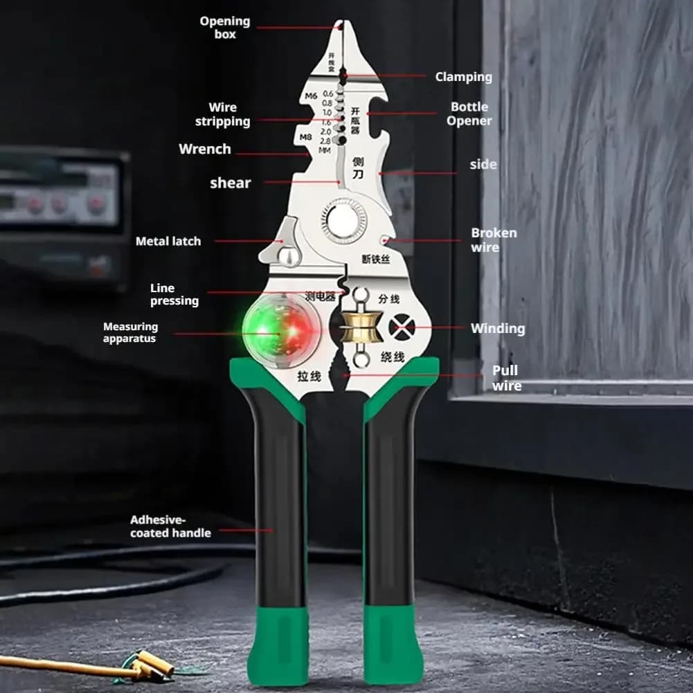 Pince multifonction 10 en 1 dénudeur coupe-fil mesure électrique pour électricien