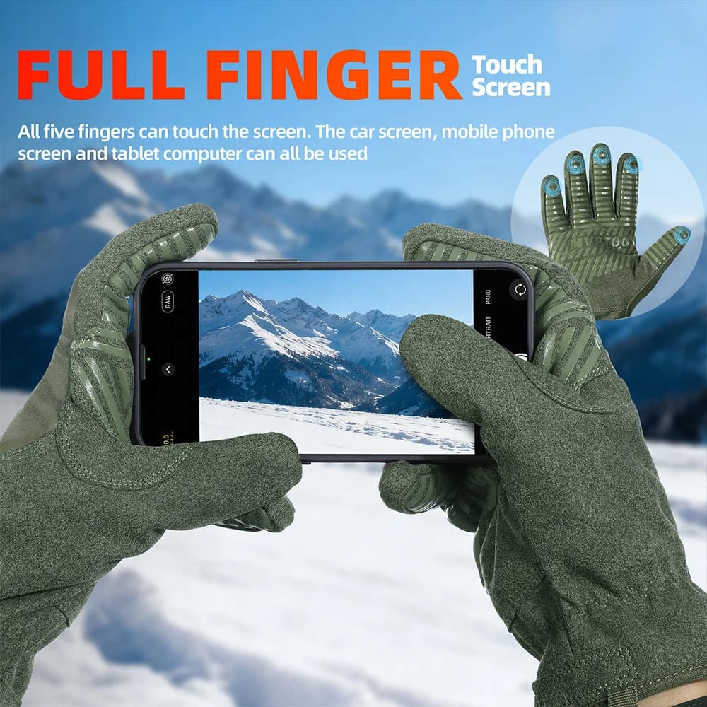 Gants de pêche hiver polaire thermiques - Compatibles écran tactile, imperméables et anti-vent