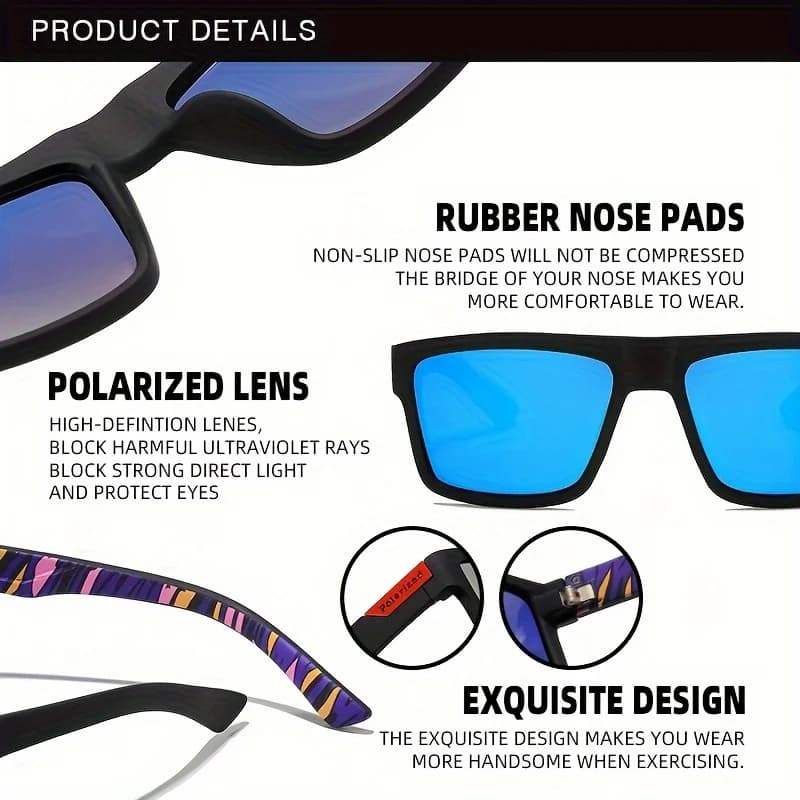 Lunettes de soleil vintage carrées polarisées pêche conduite - Design luxe UV400 homme femme