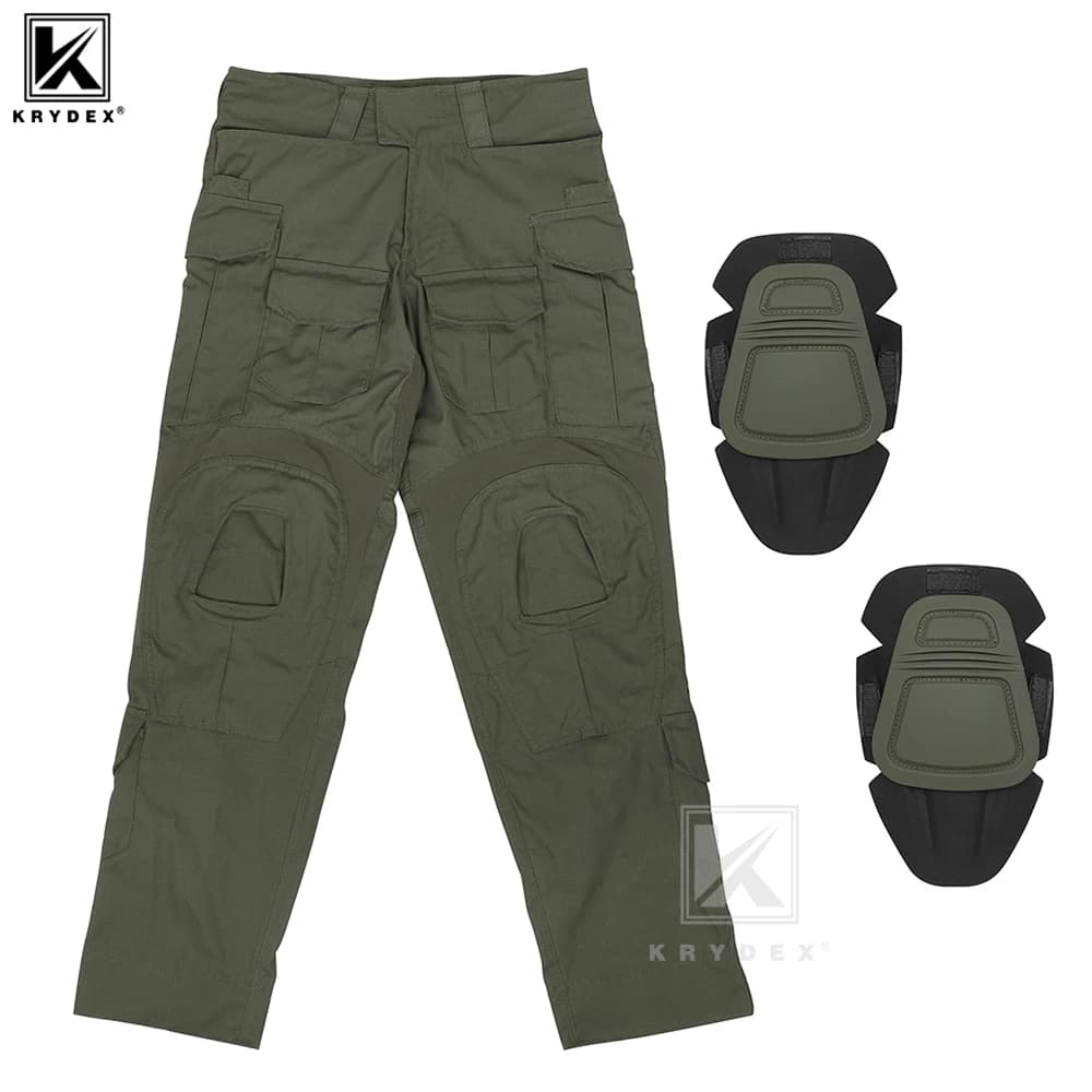 Pantalon combat G3 KRYDEX pêche outdoor genouillères tactique rayures tigre kaki