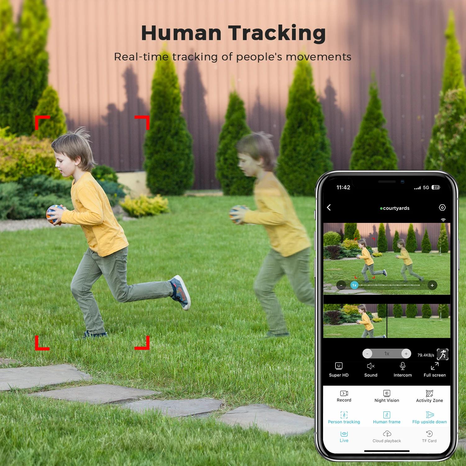 Caméra sécurité extérieure 20MP 5G PTZ - Détection humaine AI, zoom 10x et vision nocturne pour surveillance complète