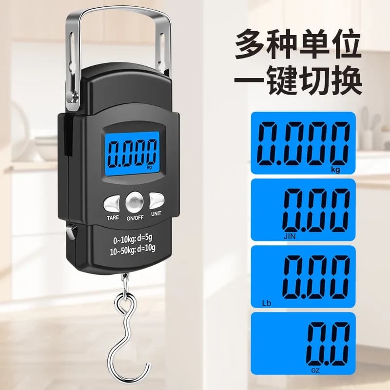 Balance électronique portable avec mètre ruban pour pêche, pesée bagages et colis, pèse jusqu'à 50kg