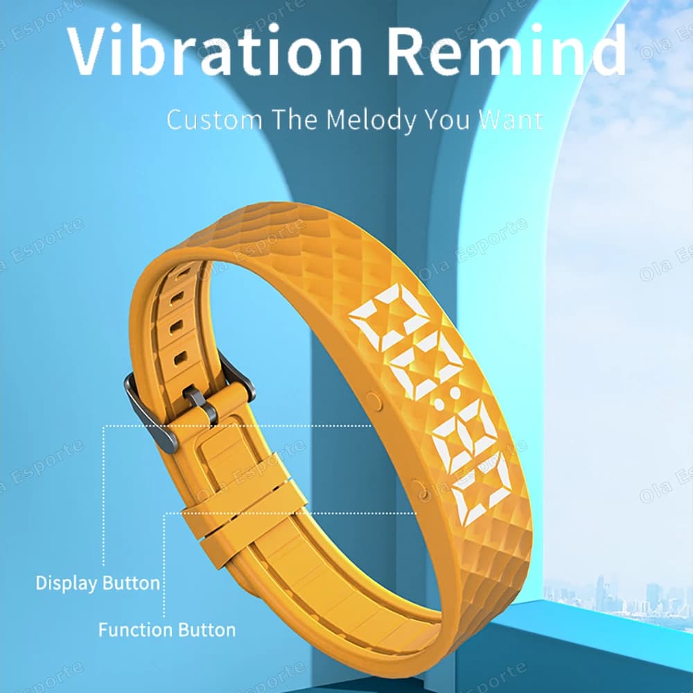 Bracelet connecté LED étanche podomètre running moniteur activité alarme vibreur rappel smartband sport
