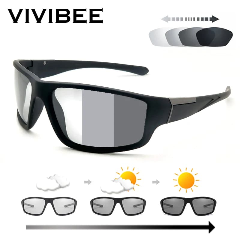 Lunettes photochromiques polarisées noires - Pêche sportive - Conduite 2026 - Changement de couleur automatique