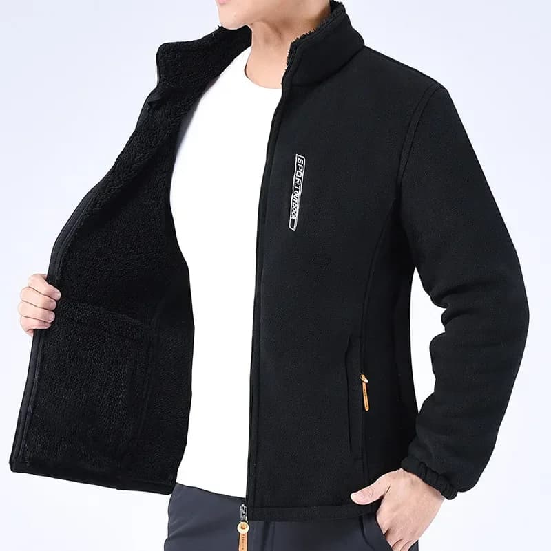Veste polaire épaisse hiver pêche grande taille - Manteau zip windproof poches multiples extérieur