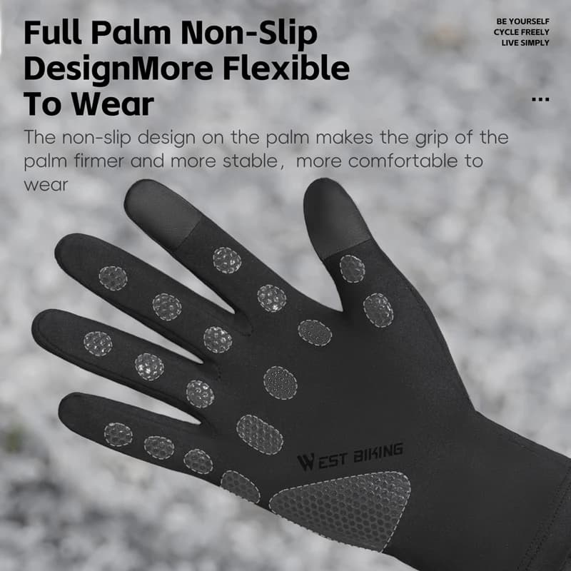 Gants vélo hiver WEST BIKING thermiques anti-vent - Équipement cycliste avec écran tactile pour pêche