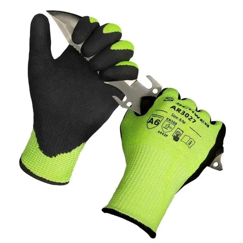 Gants épais A6 résistants aux coupures et perforations avec fil d'acier pour protection extérieure