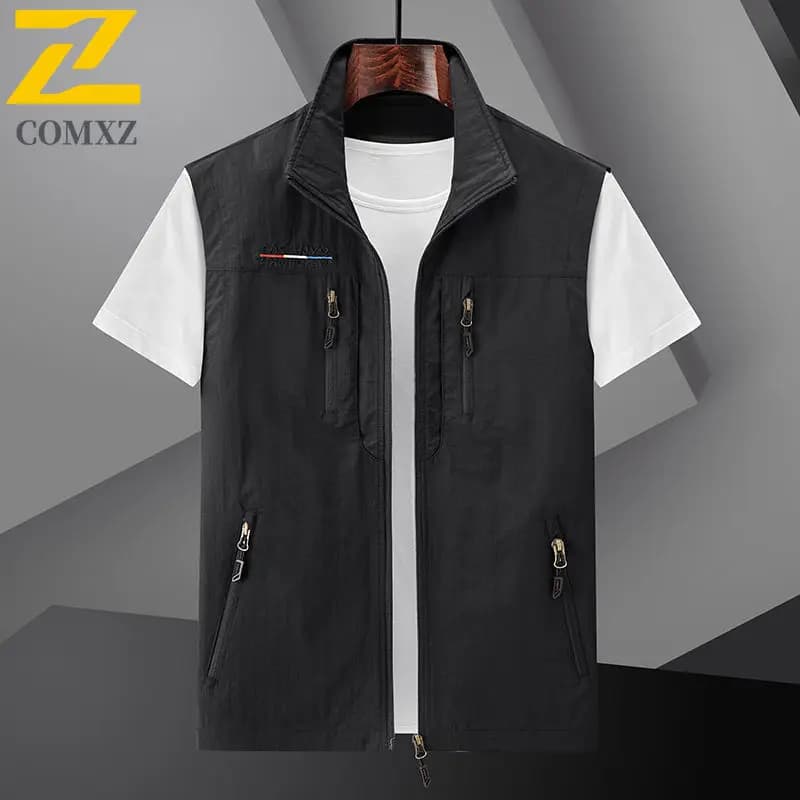 Veste d'été homme 2024 waterproof légère - Gilet sans manches multi-poches pêche voyage outdoor