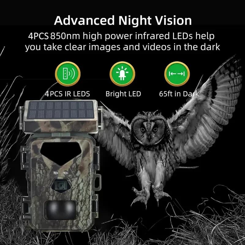 Caméra de chasse 4K vision nocturne infrarouge étanche IP65 surveillance cerfs sécurité jardin