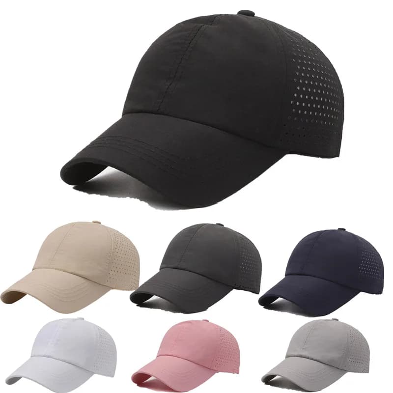 Casquette Baseball Noire Dry Fit - Sport Outdoor Respirante Pêche Randonnée Chasse