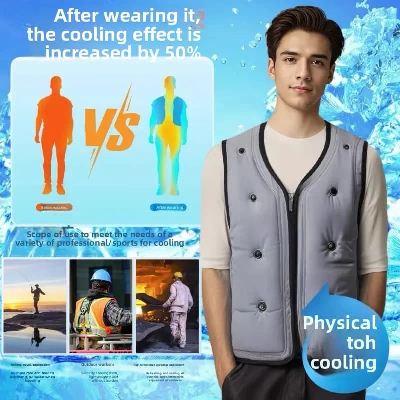 Gilet rafraîchissant gel pêche été - Veste sans manches refroidissante travail basse température