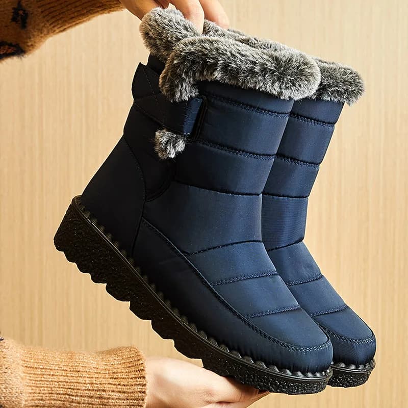Bottes hiver femme 2025 tendance - Bottines cheville fourrure étanches neige talons bas botas mujer
