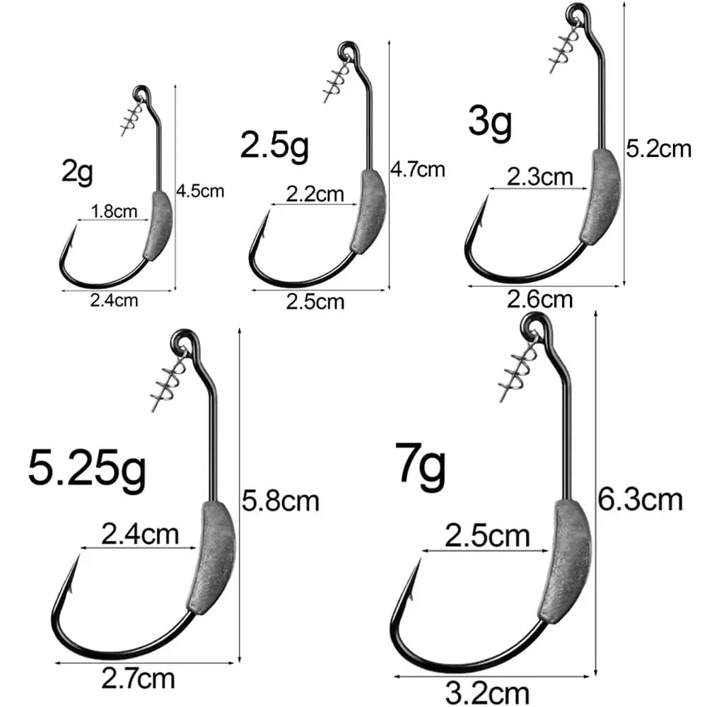 Têtes de jig barbelées 2g à 7g avec vis de blocage - Pour Texas Rig et leurres souples worms