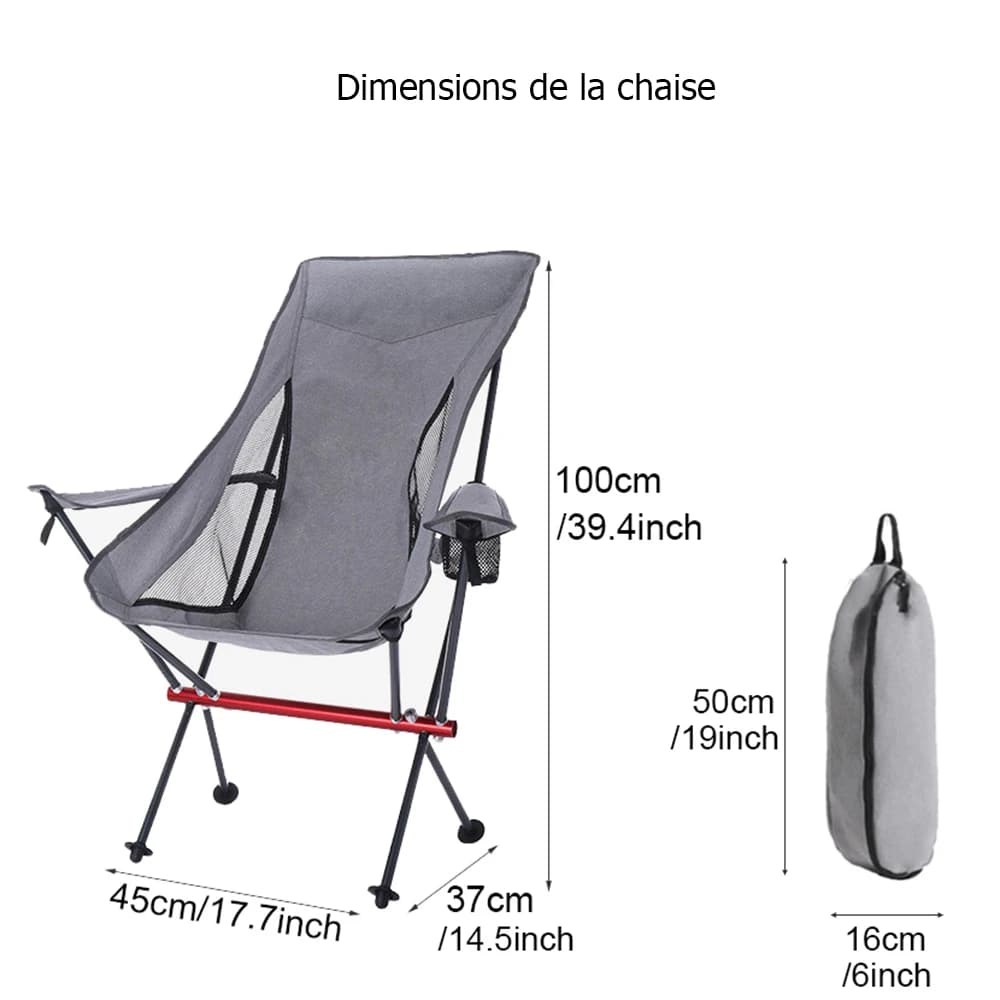 Chaise de pêche aluminium avec accoudoirs et porte-gobelet - Confort et praticité pour pêche longue durée