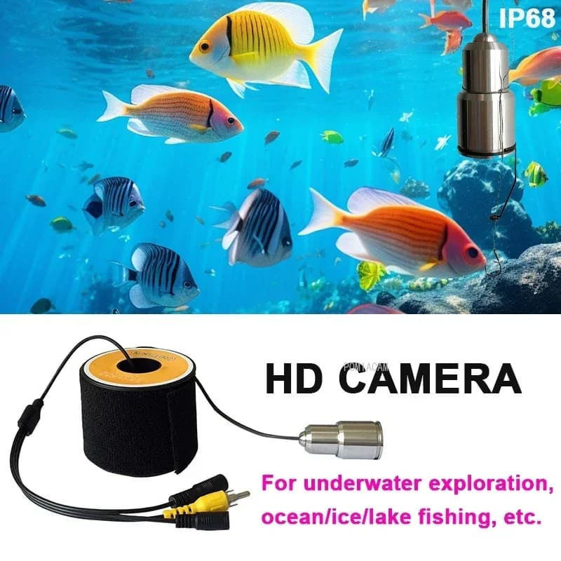 Caméra pêche sous-marine 15m 12 LEDs vision nocturne 1200TVL forme poisson - Pour bateau et glace