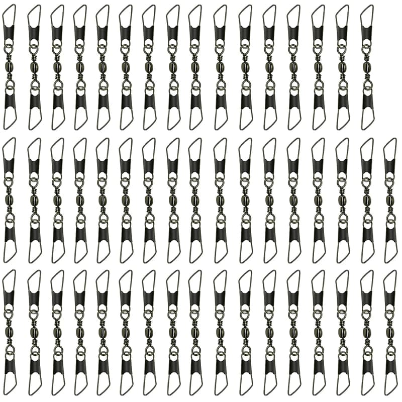 50 émerillons à billes avec mousqueton - Connecteurs de pêche solides pour montages fiables