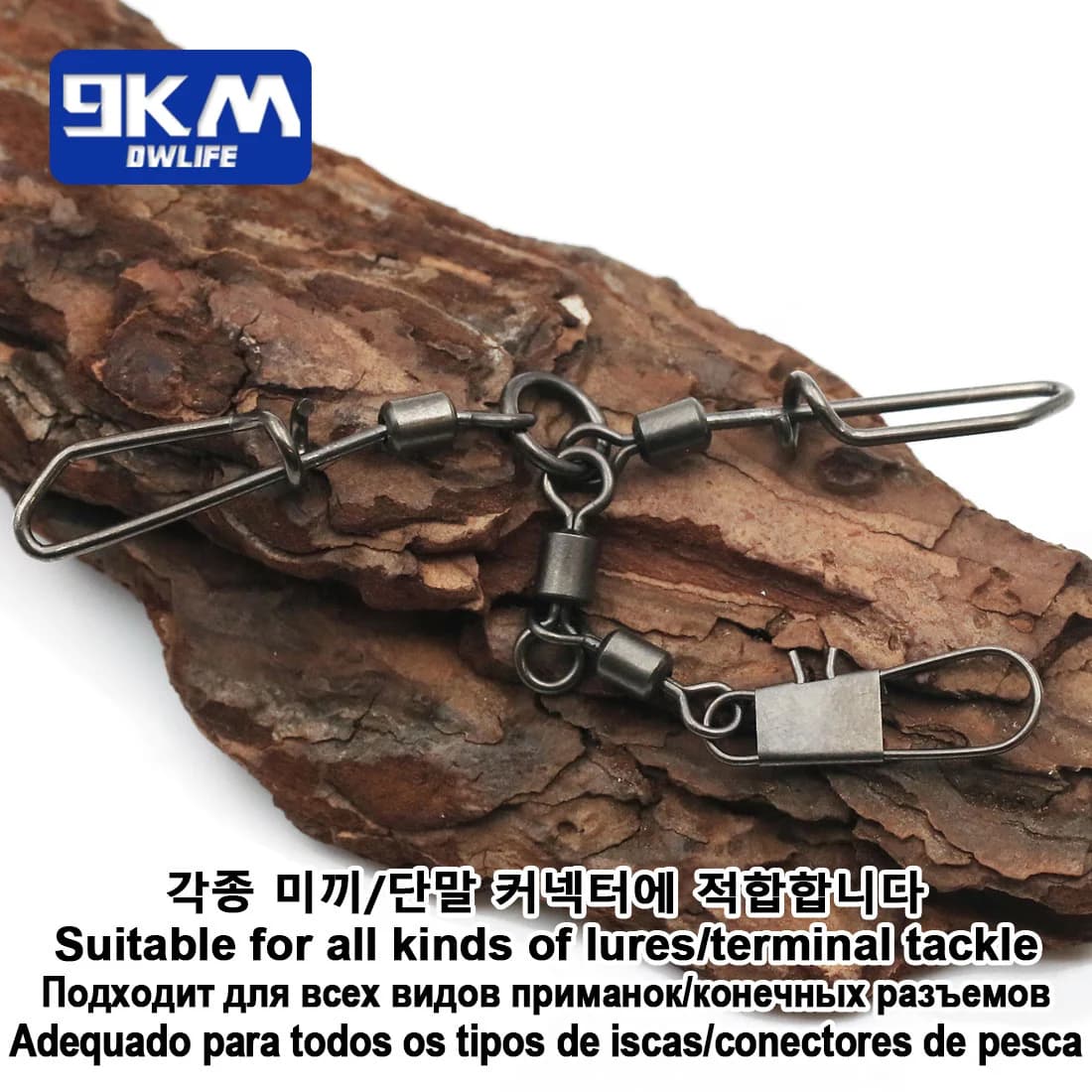 Swivels 3 voies 9KM 5-20 pièces avec clip calamar pour montages eau douce et mer accessoires pêche