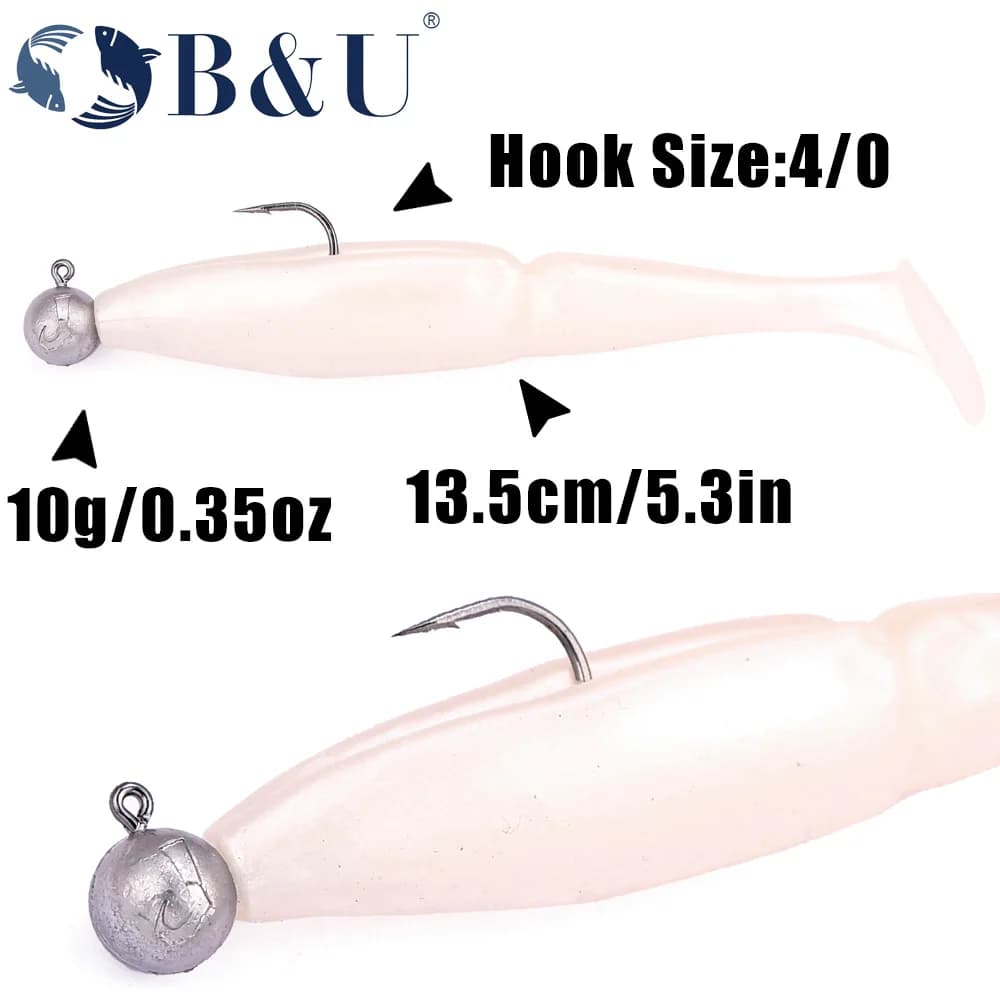 Hameçons jig head plomb haute résistance 3/0 4/0 B&U pour leurres souples 5-21g bass brochet