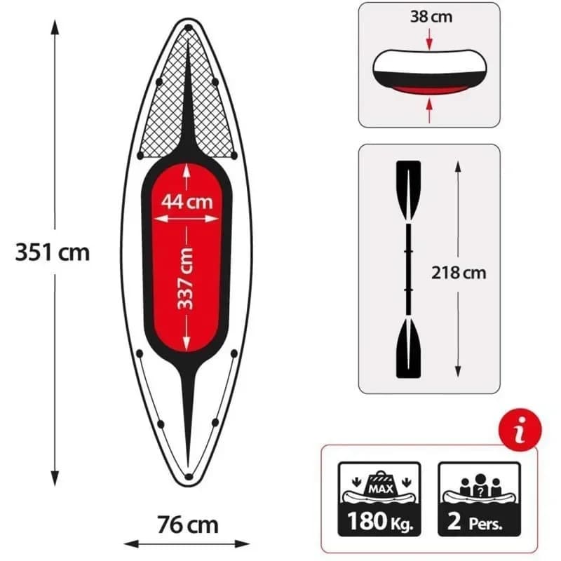 Kayak pêche gonflable portable 2 places - Bateau sports nautiques avec pagaie, pompe et sac de transport