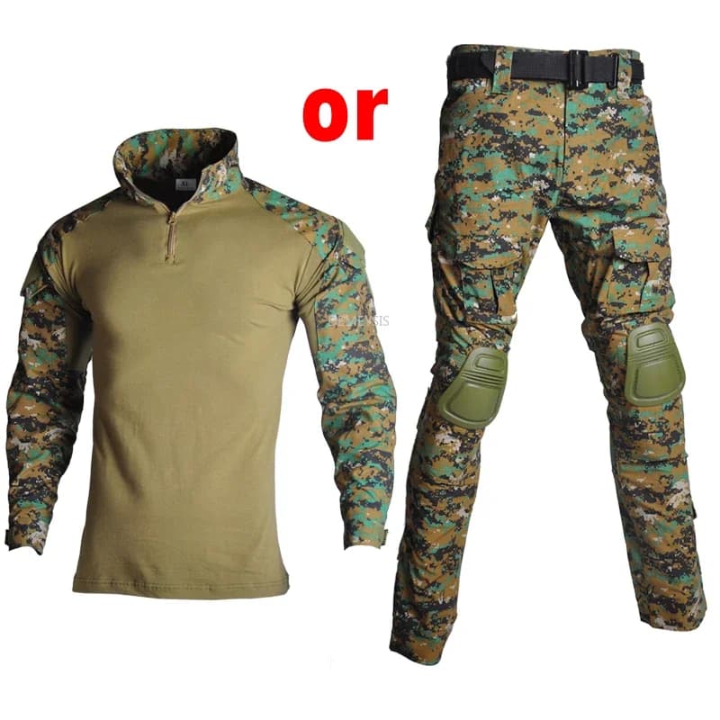 Uniforme tactique camouflage homme femme pêche airsoft pantalon cargo avec protections coudes genoux