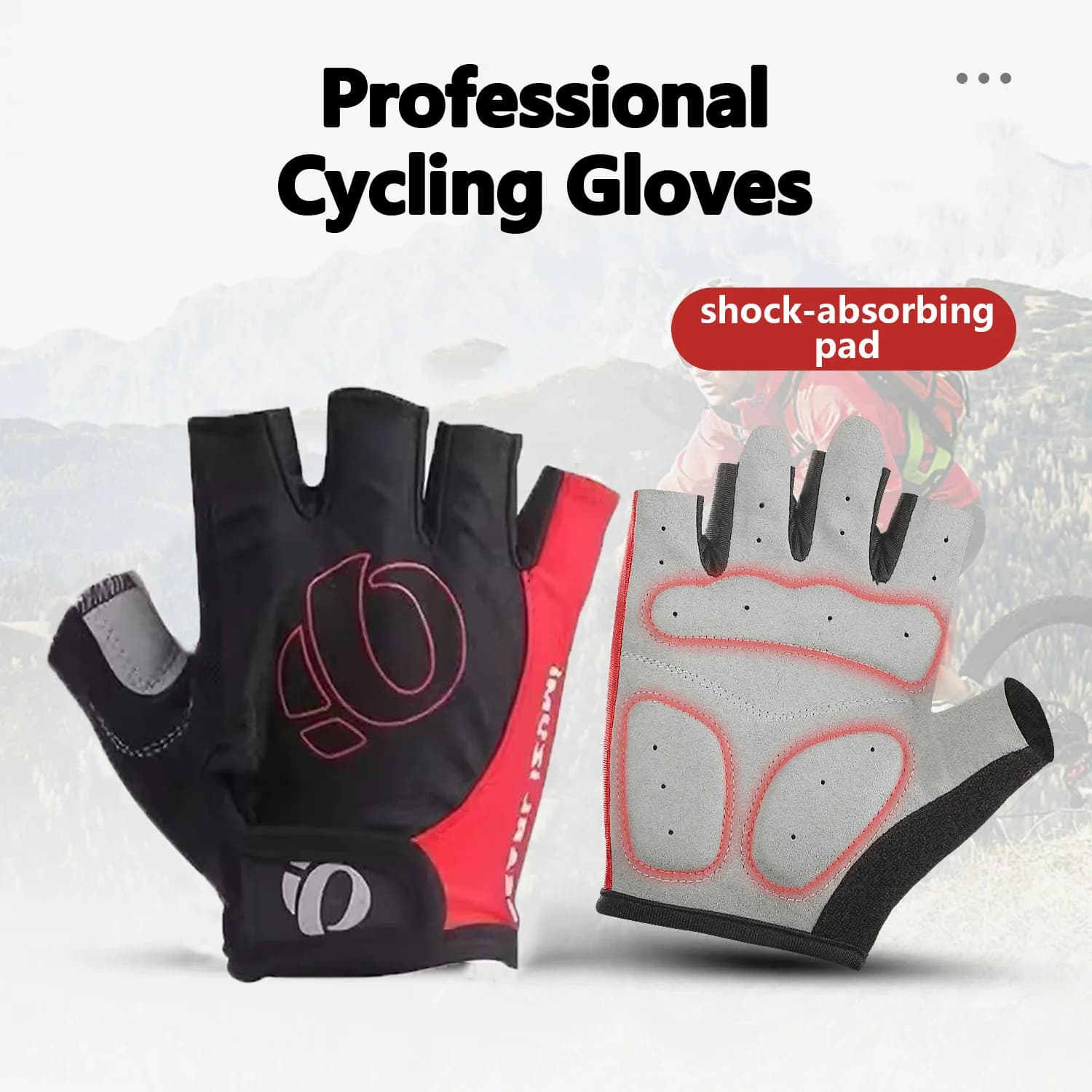 Gants vélo mi-doigts anti-chocs pêche chasse - unisexe anti-dérapant VTT route activités outdoor