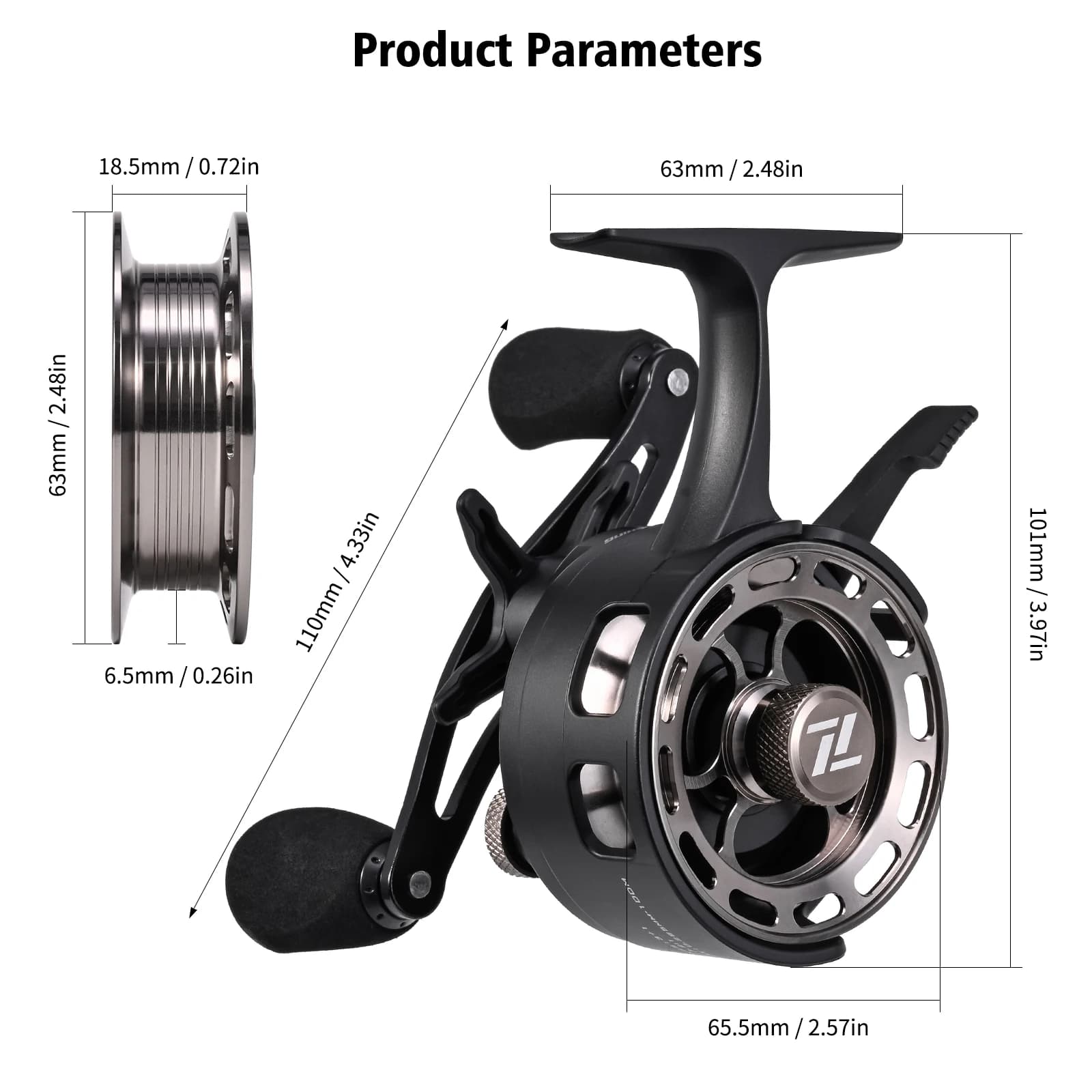 Moulinet LEOFISHING CNC pour pêche sur glace - Débrayage rapide et bobine métal lisse pour appâts