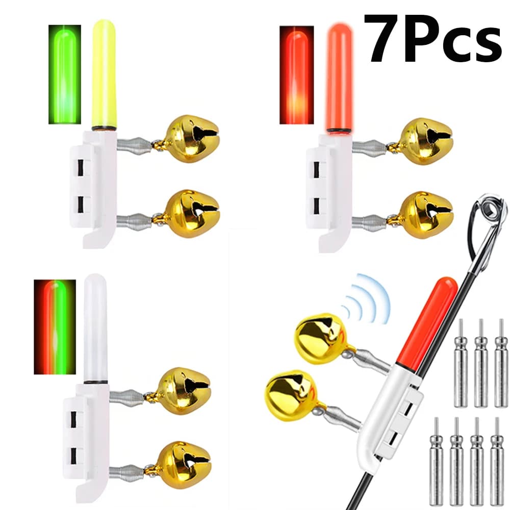 7 alarmes de touche luminescentes avec bâtons lumineux LED - Accessoire pêche nocturne avec indicateur électrique