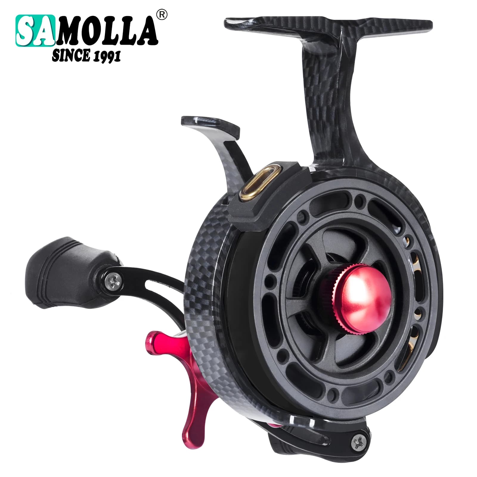 Moulinet ice fishing SAMOLLA inline 3.5:1 ultra fluide système magnétique 8kg drag pour hiver