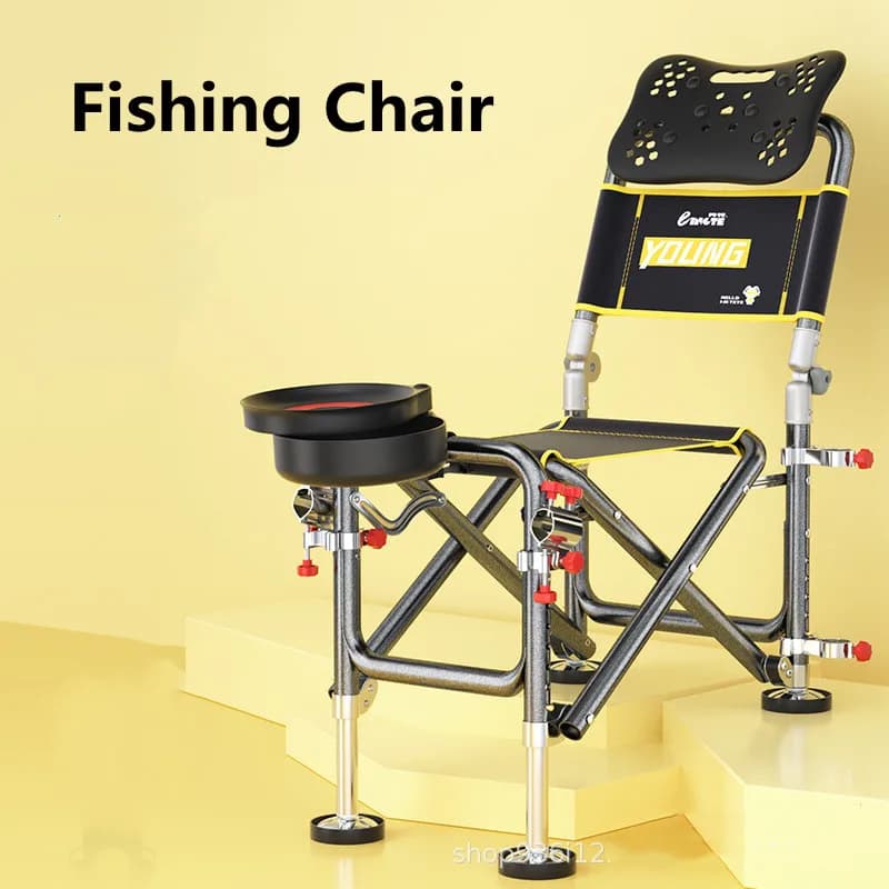 Chaise de pêche pliable réglable aluminium inclinable pont pêche camping voyage plage