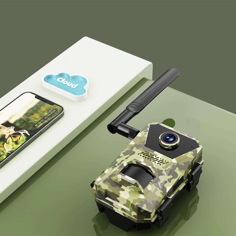 Caméra de chasse F8 4G 2K 14MP solaire déclenchement PIR vision nocturne étanche surveillance