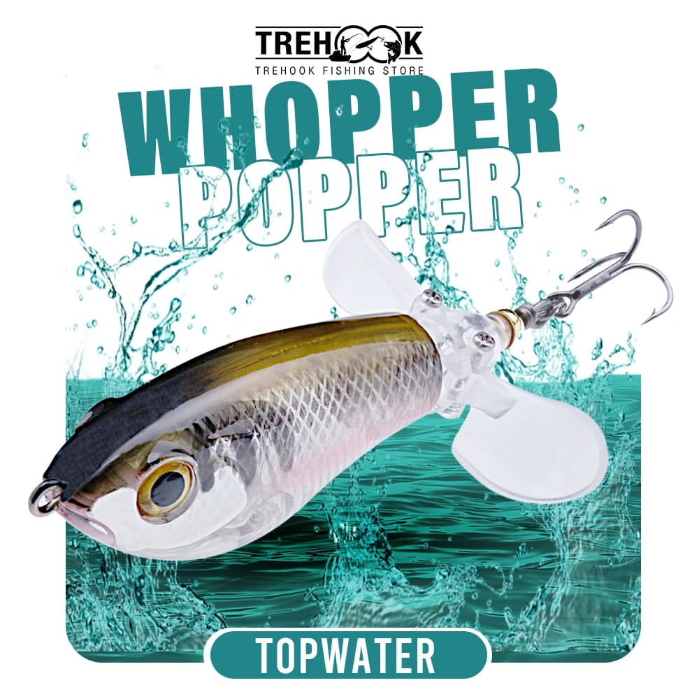 Leurre flottant TREHOOK Whopper Popper 9g 16g avec hélices - Appât de surface pour carnassiers pêche topwater