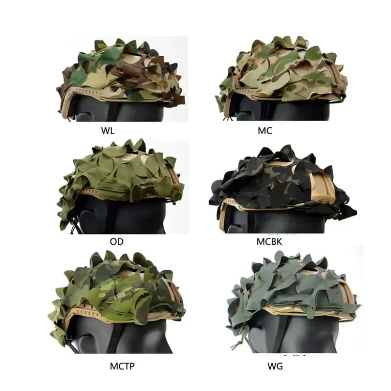 Protection casque FAST 3D camouflage feuilles pêche - Housse laser cut pour chasse sous-marine