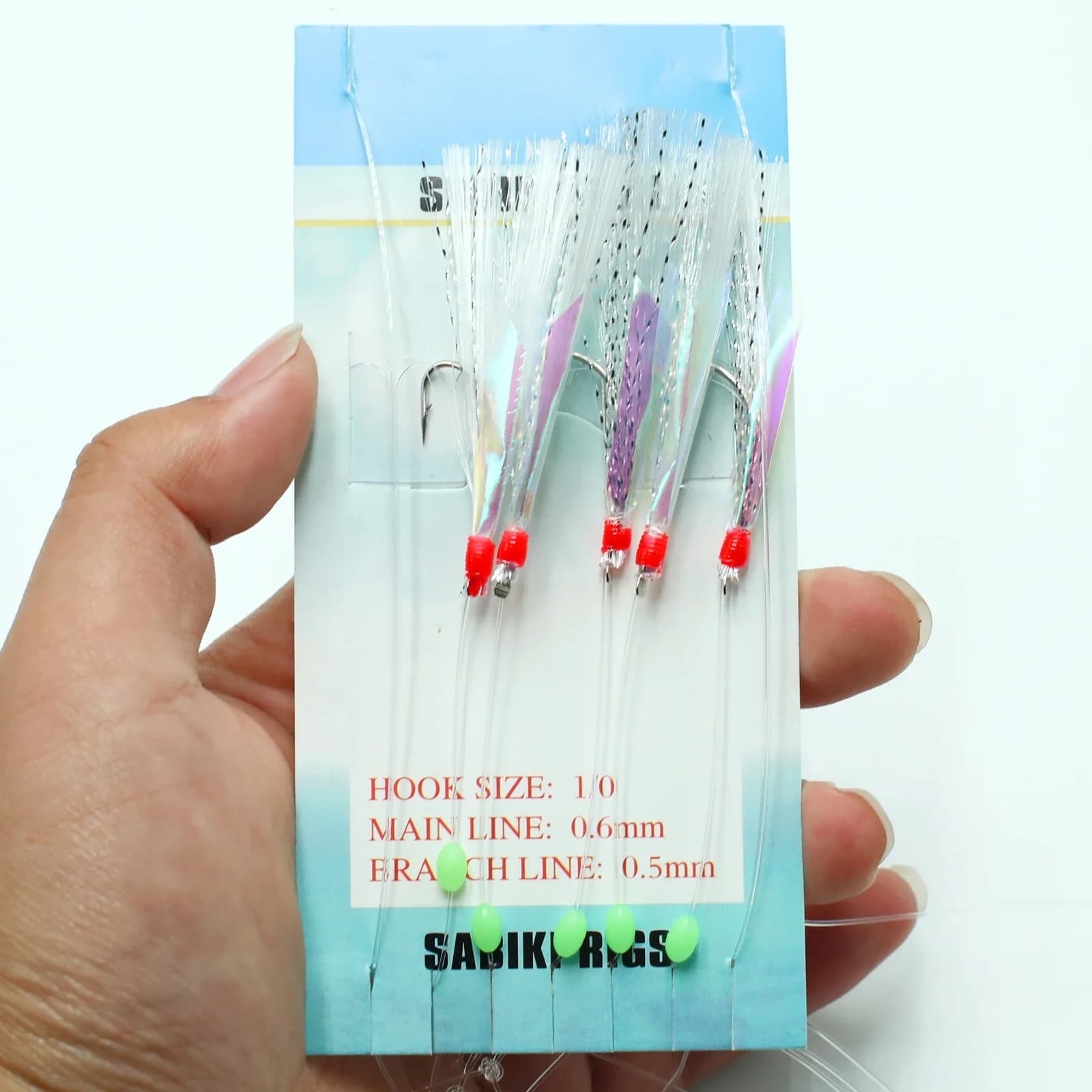 Montages Sabiki 1 à 5 packs avec plumes et perles lumineuses pour la pêche en mer aux poissons fourrage