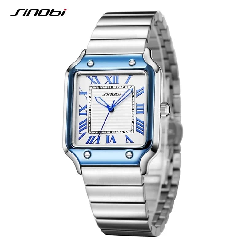 Montre homme quartz professionnelle acier inoxydable - Cadran carré lumineux étanche relogio masculino