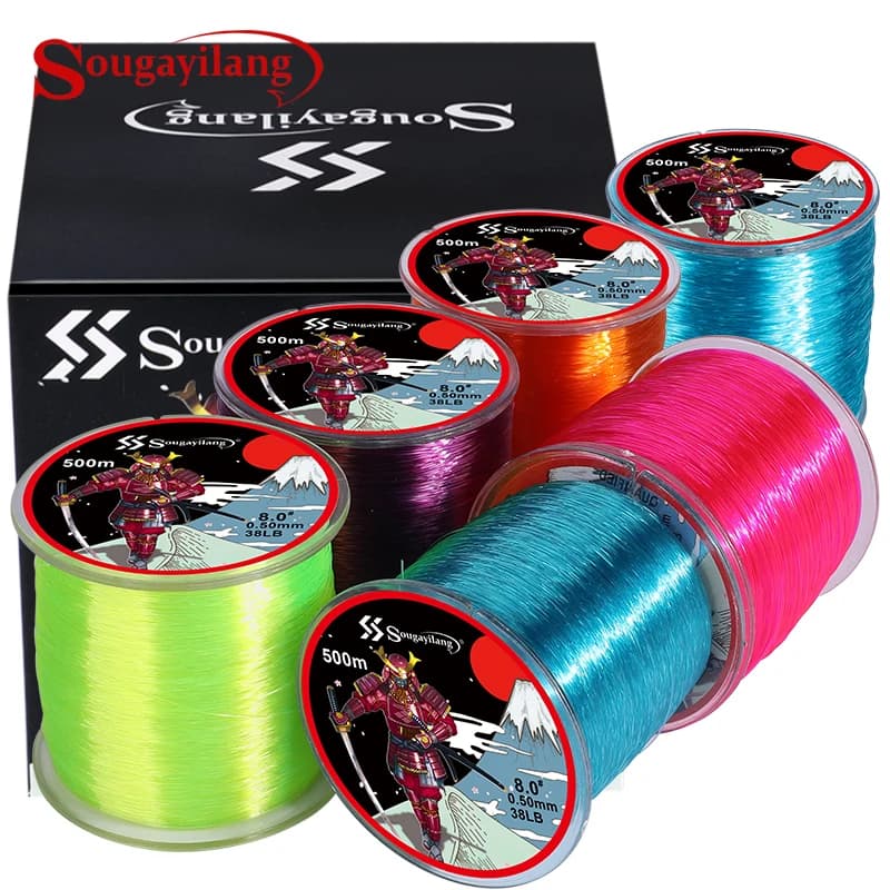 Ligne de pêche monofilament Sougayilang 500M nylon japonais pour perche et carpe - haute résistance
