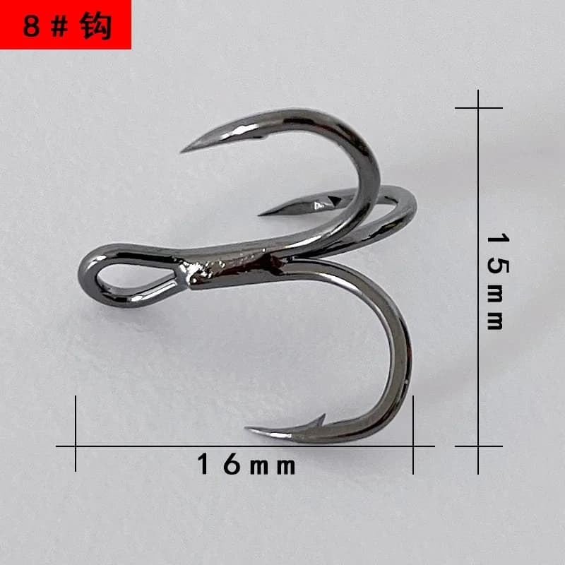 50 hameçons triple ancrage acier carbone noir - Hameçons de pêche ronds ultra-affûtés pour toutes techniques